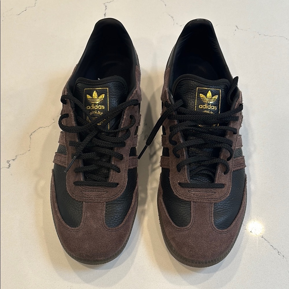 Adidas Brown and Black Sneakers with Classic Design